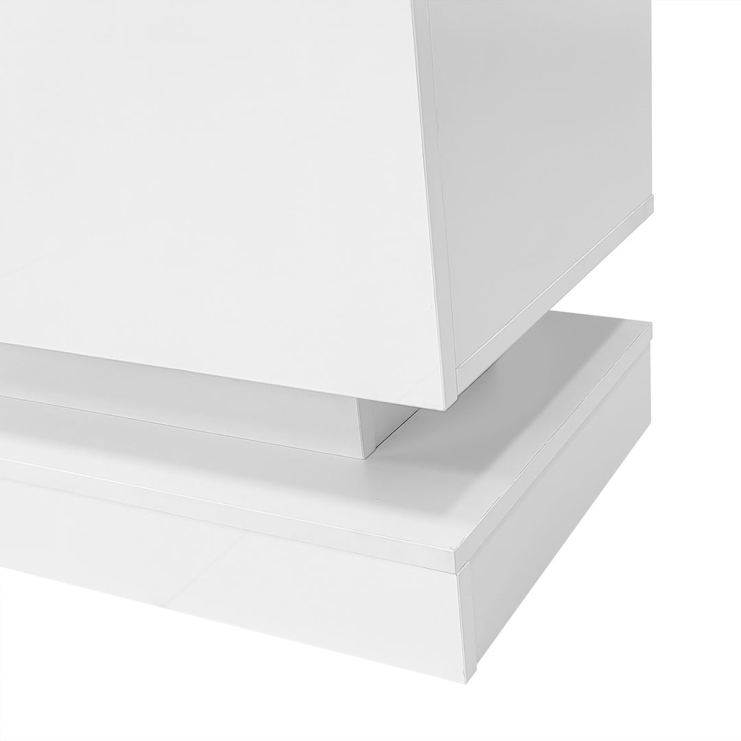 High gloss white TV stand 2 drawers with LED light YONDRUT UK