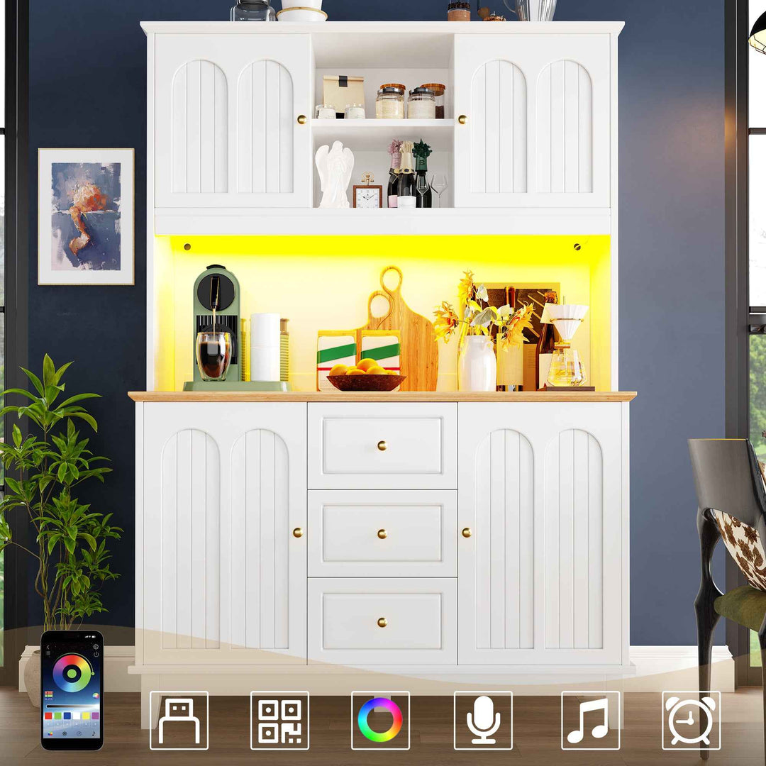White tall kitchen hutch with LED lights INFINITECLARR