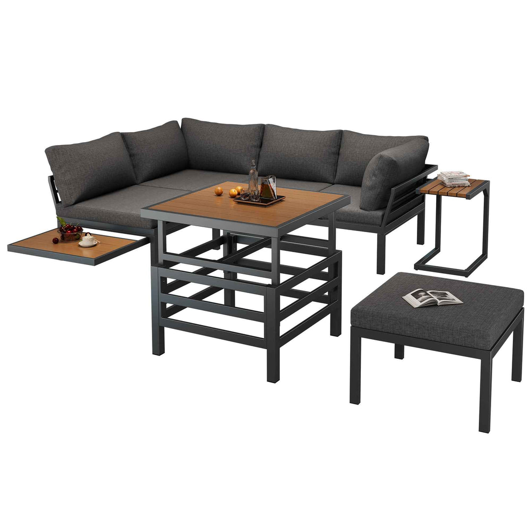 Outdoor patio furniture set, 2 double sofas, ottoman, lift-top coffee table FLAREQUASARX