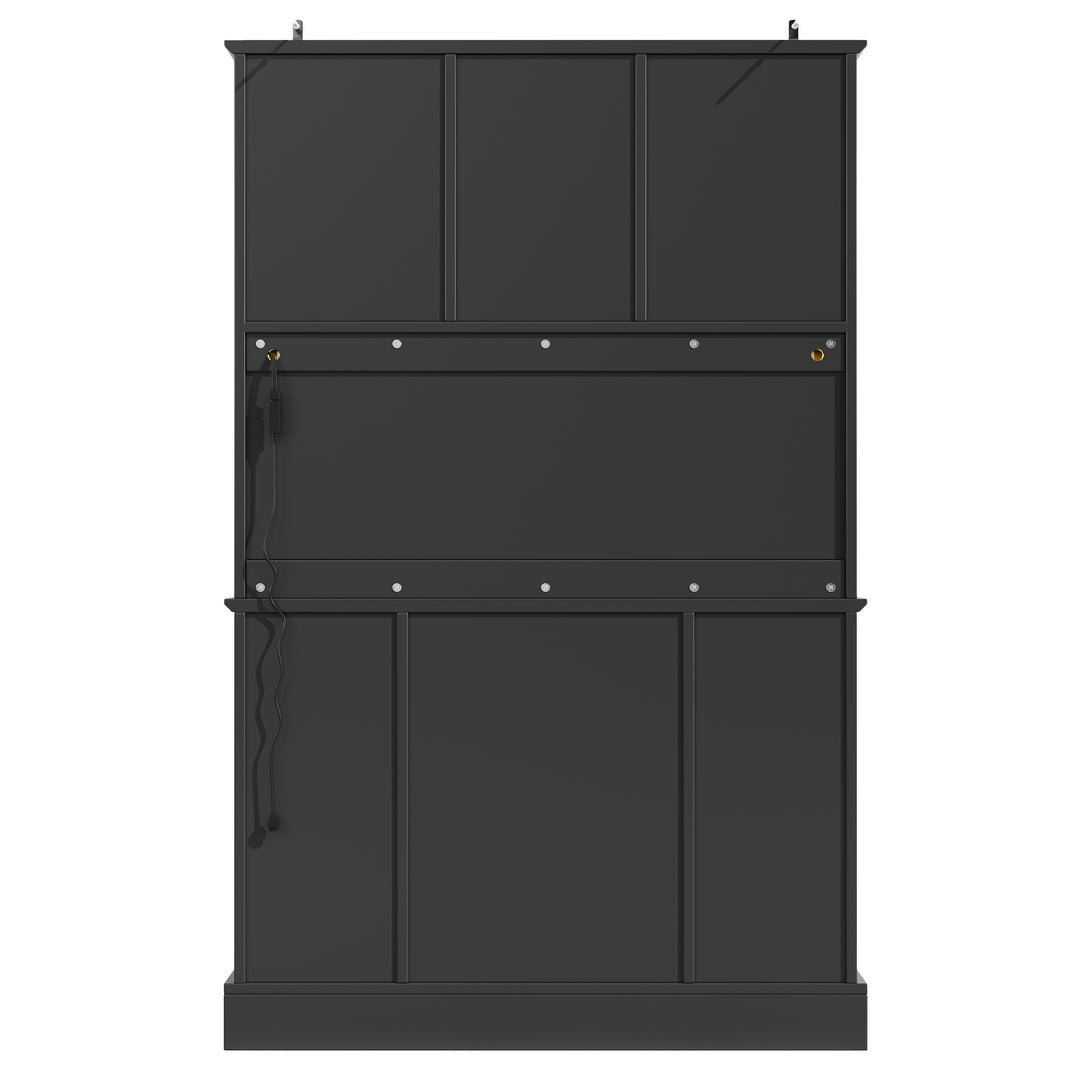 Black kitchen cabinet hutch with music-sync LED lighting HALITECUBE