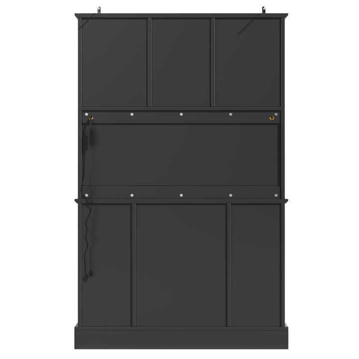 Black kitchen cabinet hutch with music-sync LED lighting HALITECUBE