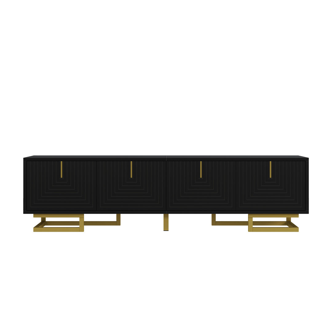 Modern TV stand with textured doors and golden accents SINGULARITYHUB