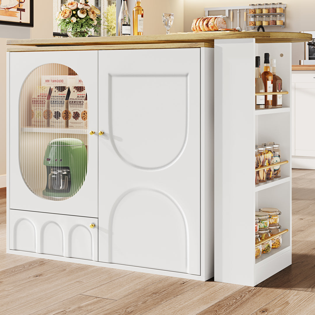 360° rotating bar table with storage space, kitchen island, two doors with shelves (body 138 x 39 x 105 cm) PYRAMID