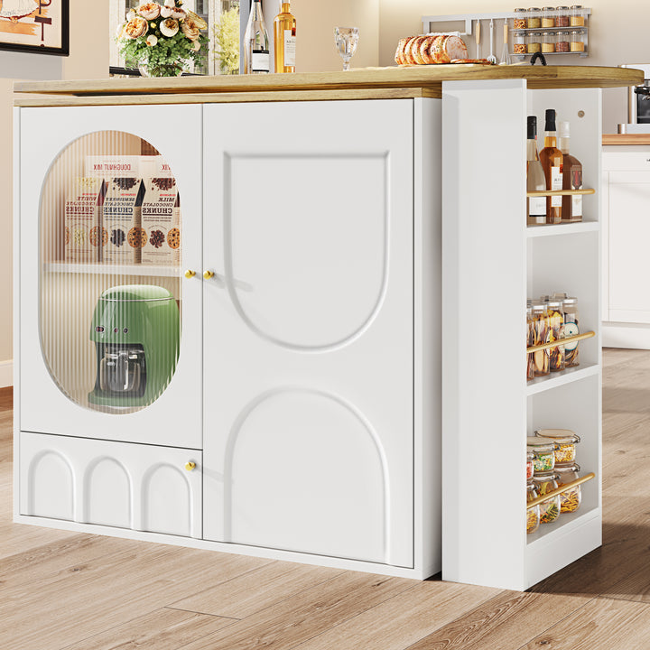 360° rotating bar table with storage space, kitchen island, two doors with shelves (body 138 x 39 x 105 cm) PYRAMID