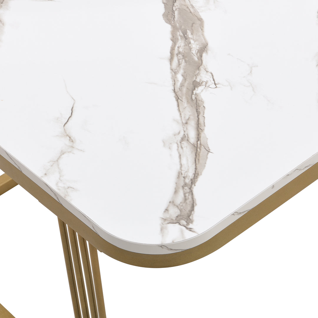 White high gloss marble-look nesting coffee table VREVIEK WHITE UK