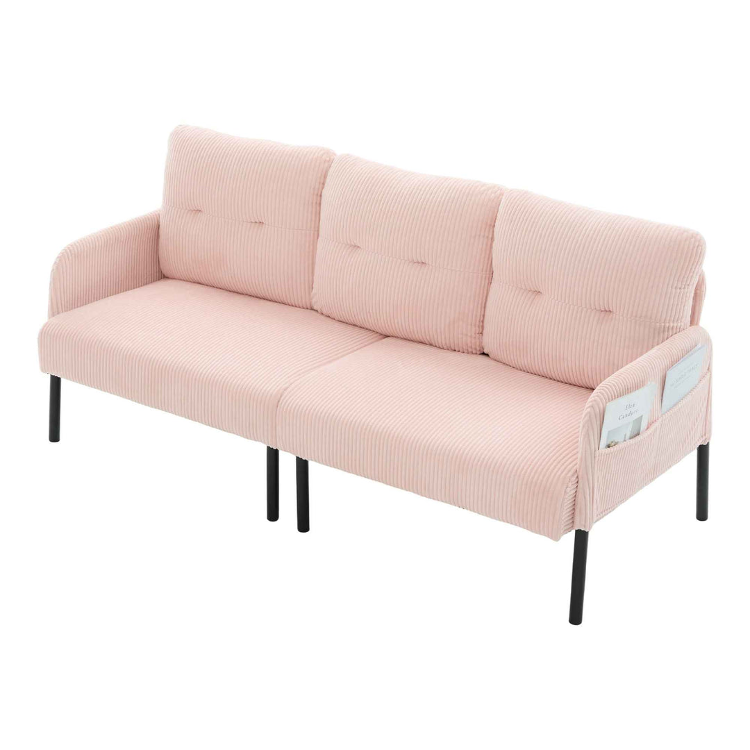 00+Oversized Loveseat Sofa, Corduroy Upholstered Double-Seater, Pink for Living Room NOVALON
