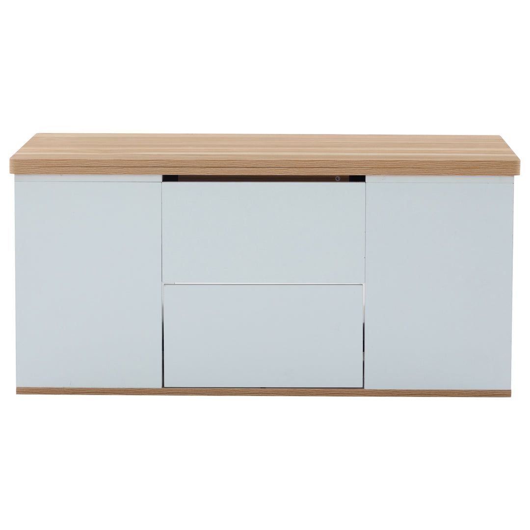 Modern white & oak lift-top coffee table hidden storage CLOUDWING