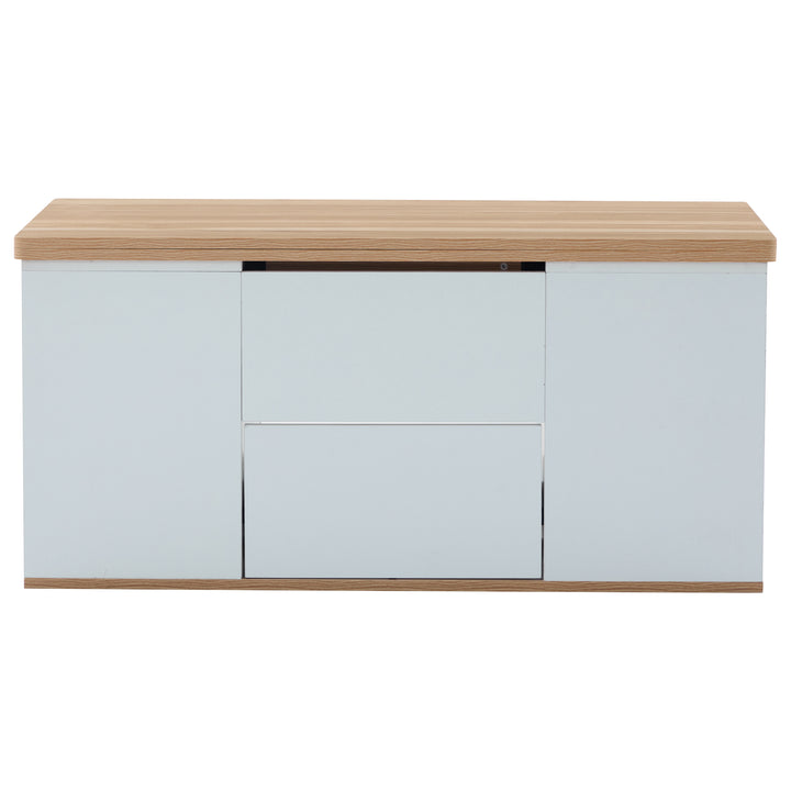 Modern white & oak lift-top coffee table hidden storage CLOUDWING