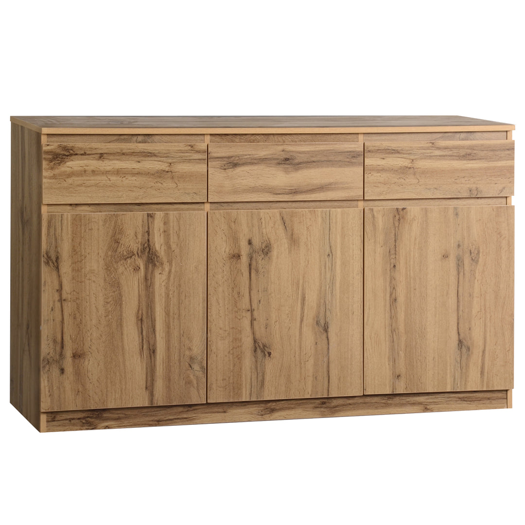 Oak Sideboard with 3 Drawers & 3 Doors 135cm WOODTRUNK
