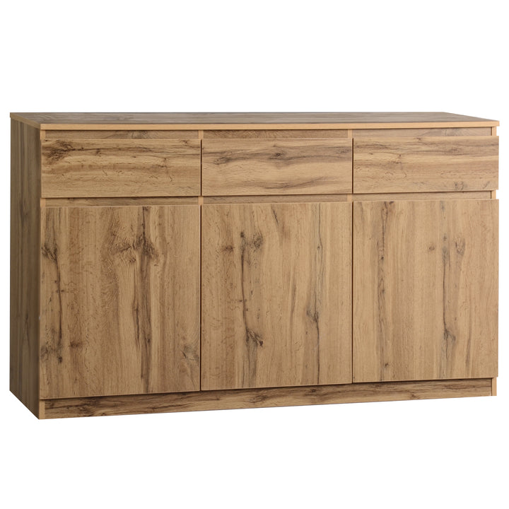 Oak Sideboard with 3 Drawers & 3 Doors 135cm WOODTRUNK