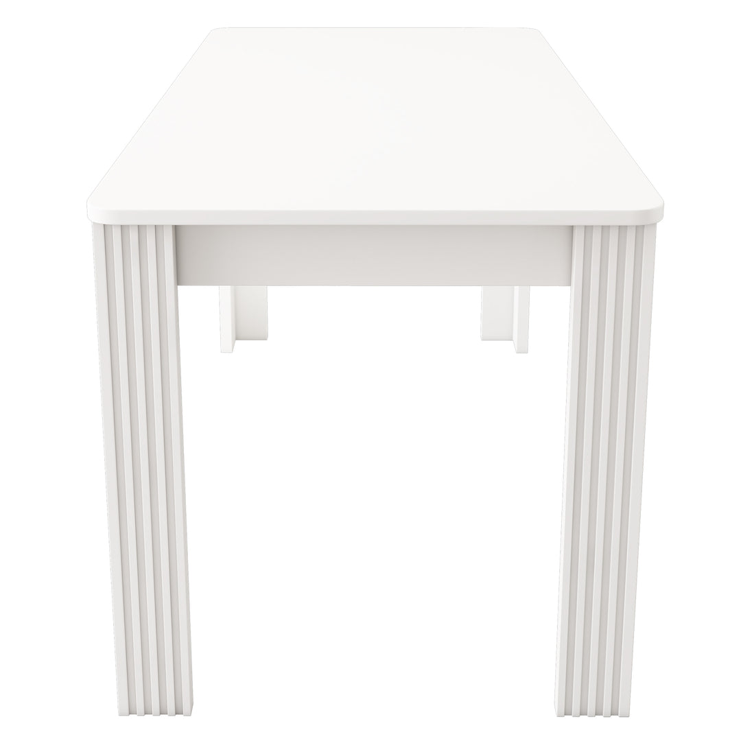 White wooden dining table with thick legs 116×65 ZAKRUD UK