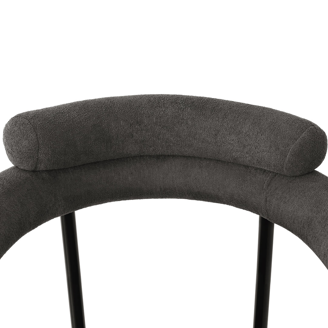 Set of 2 modern gray fabric armchairs black metal frame CLOUDGLADE