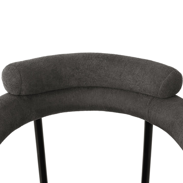 Set of 2 modern gray fabric armchairs black metal frame CLOUDGLADE