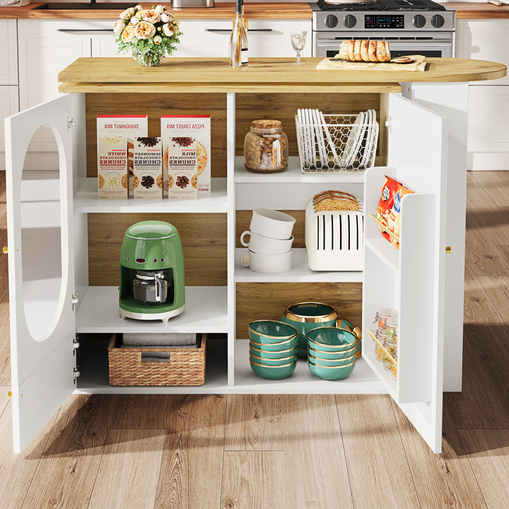 360° rotating bar table with storage space, kitchen island, two doors with shelves (body 138 x 39 x 105 cm) PYRAMID