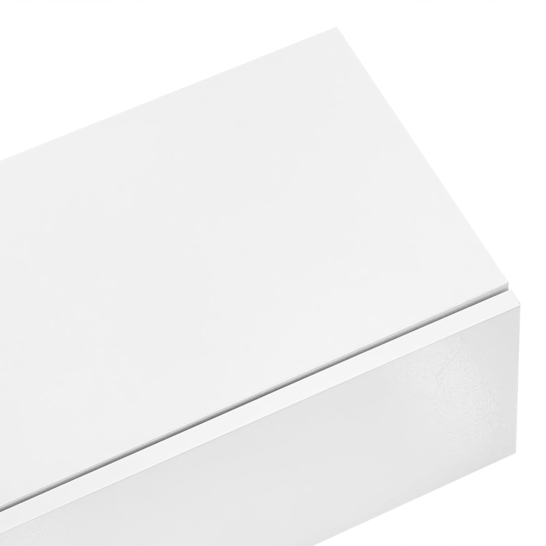 White hihg-gloss TV cabinet storage space, wood look, glass shelves, LED lighting MOLD