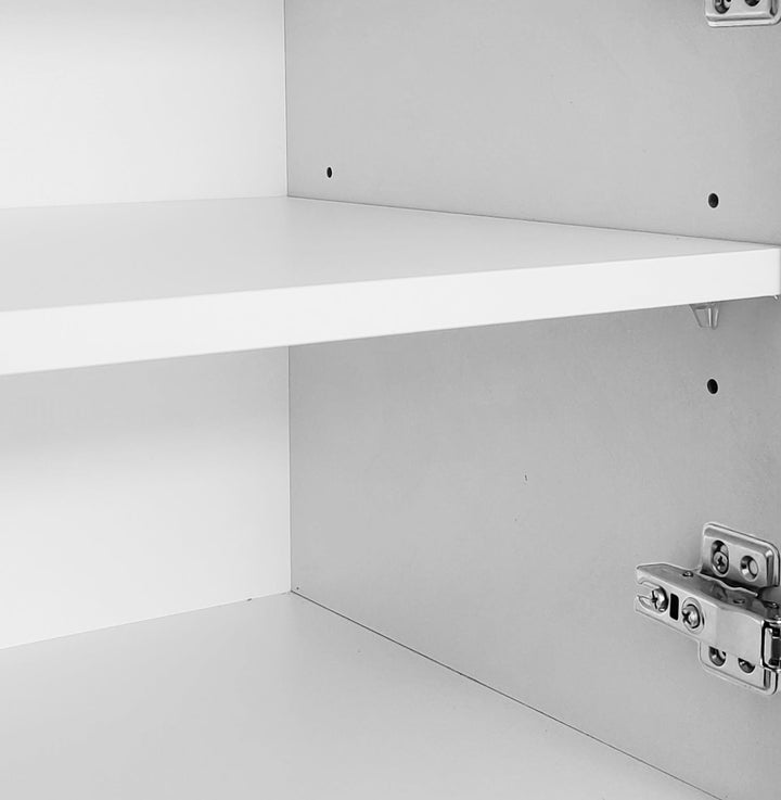 Modern white TV cabinet with 4 push-to-open storage doors RCEPTOR