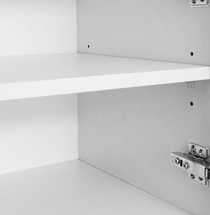 Modern white TV cabinet with 4 push-to-open storage doors RCEPTOR