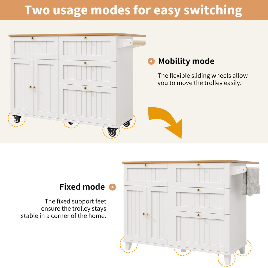 White kitchen trolley foldable top storage FROSTFIELD