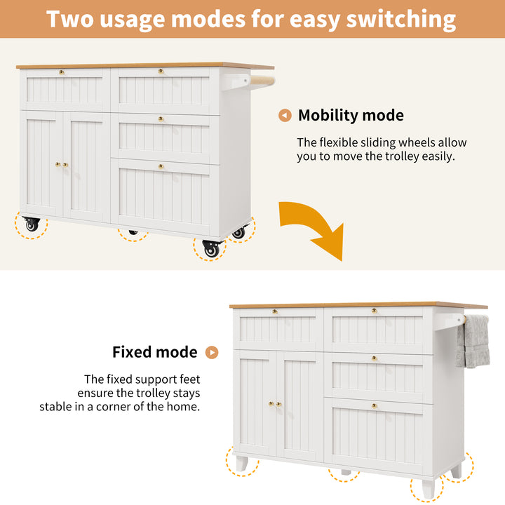 White kitchen trolley foldable top storage FROSTFIELD