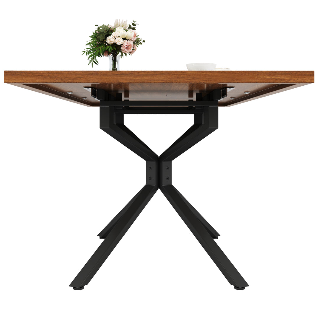 Brown Extendable Dining Table with Metal Star Base 4–6 Seats 120–160x90cm ARROWCHAIR