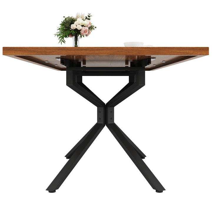 Brown Extendable Dining Table with Metal Star Base 4–6 Seats 120–160x90cm ARROWCHAIR