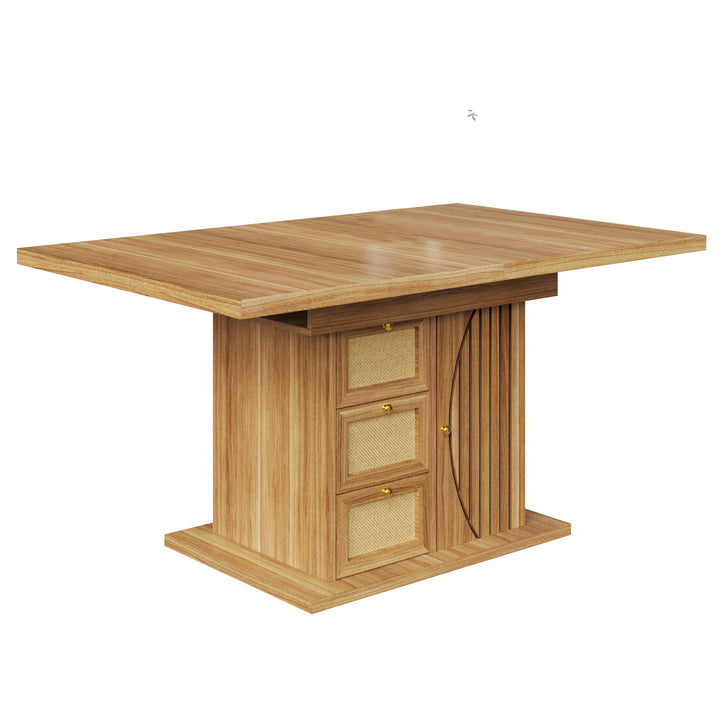 Wooden Extendable Dining Table with 3 Drawers and Cupboard 110–140cm ARROWWARDROBE