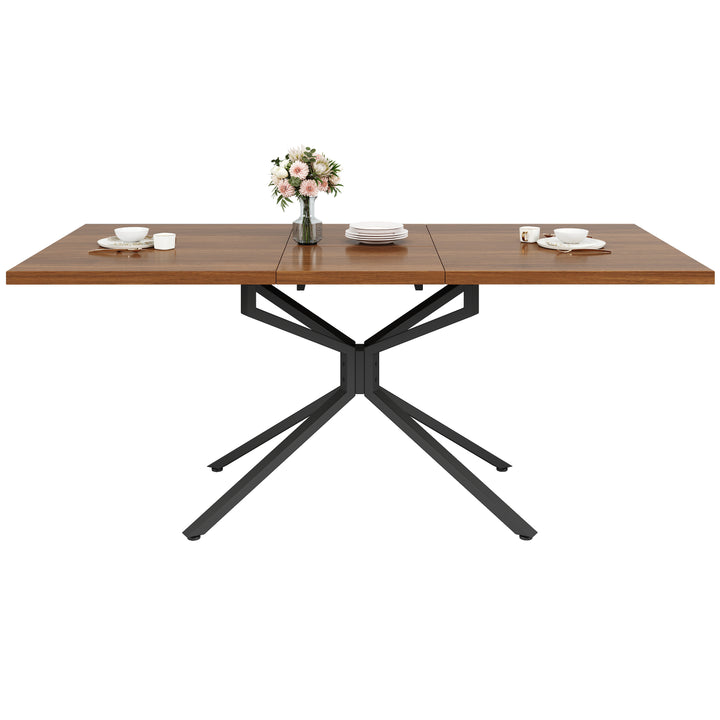 Brown Extendable Dining Table with Metal Star Base 4–6 Seats 120–160x90cm ARROWCHAIR