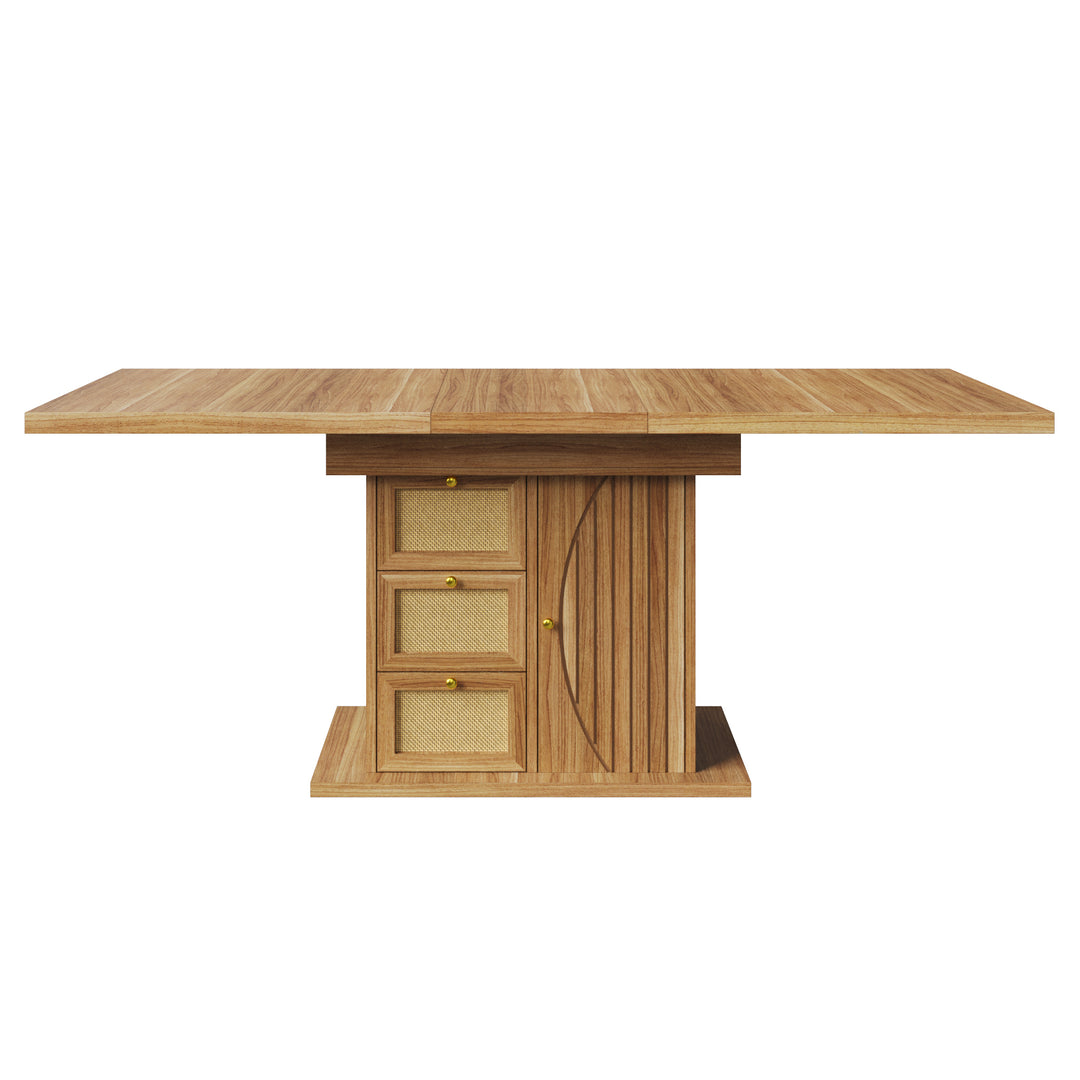 Wooden Extendable Dining Table with 3 Drawers and Cupboard 110–140cm ARROWWARDROBE