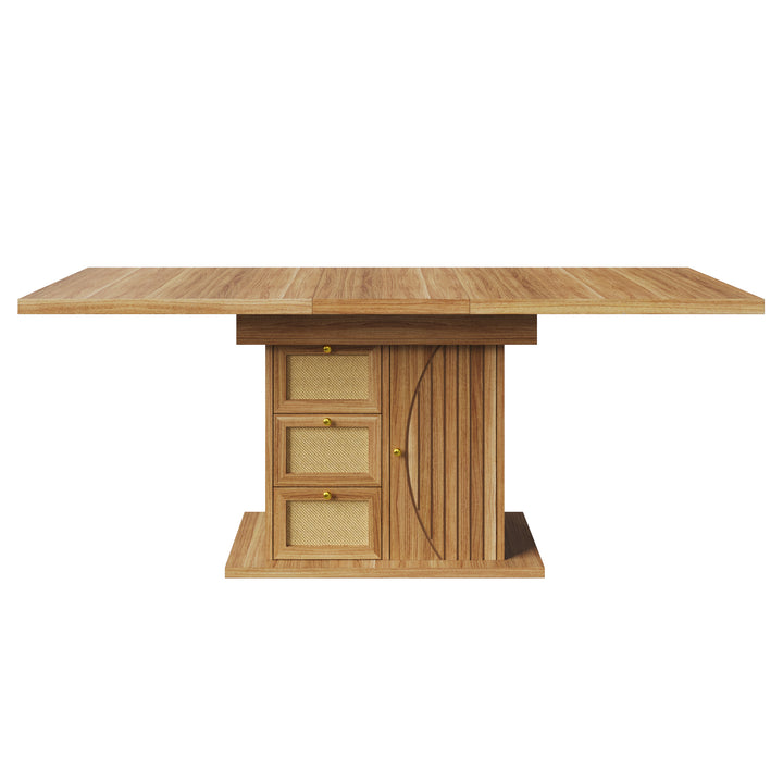 Wooden Extendable Dining Table with 3 Drawers and Cupboard 110–140cm ARROWWARDROBE