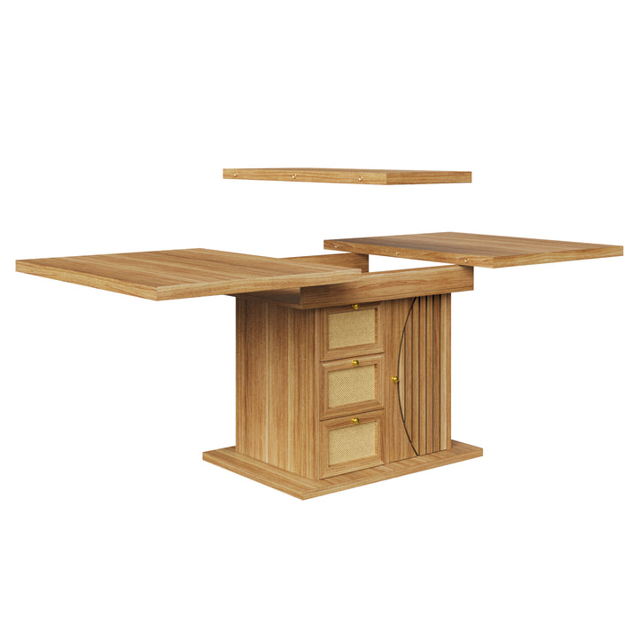 Wooden Extendable Dining Table with 3 Drawers and Cupboard 110–140cm ARROWWARDROBE