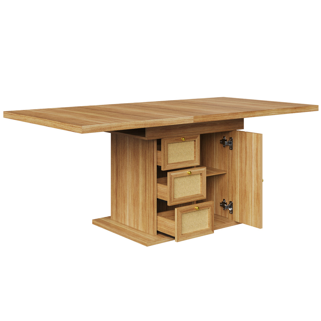 Wooden Extendable Dining Table with 3 Drawers and Cupboard 110–140cm ARROWWARDROBE
