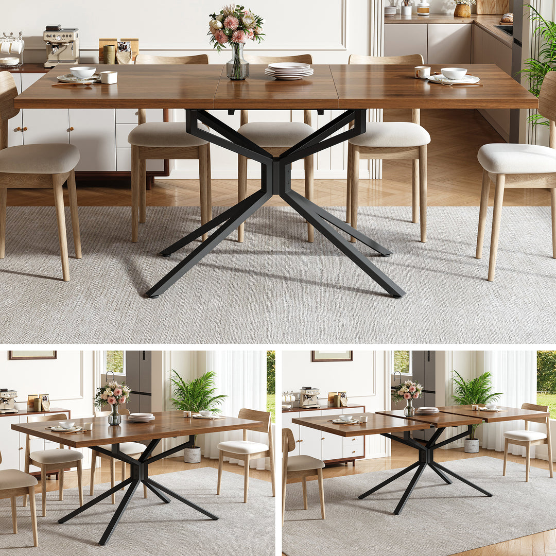Brown Extendable Dining Table with Metal Star Base 4–6 Seats 120–160x90cm ARROWCHAIR