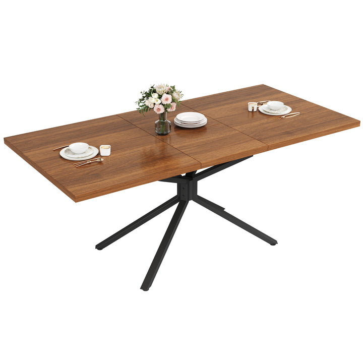 Brown Extendable Dining Table with Metal Star Base 4–6 Seats 120–160x90cm ARROWCHAIR