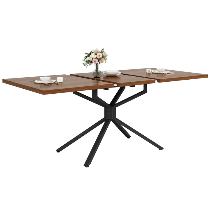 Brown Extendable Dining Table with Metal Star Base 4–6 Seats 120–160x90cm ARROWCHAIR