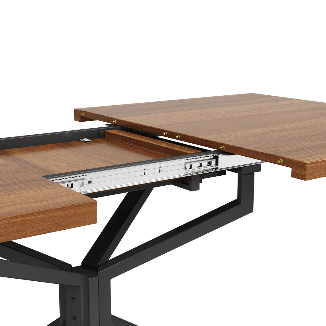 Brown Extendable Dining Table with Metal Star Base 4–6 Seats 120–160x90cm ARROWCHAIR