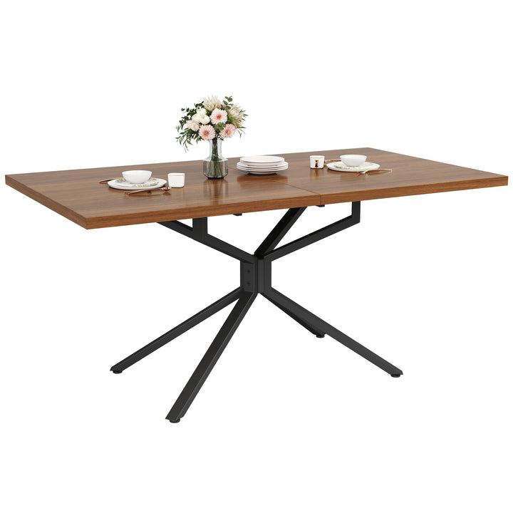 Brown Extendable Dining Table with Metal Star Base 4–6 Seats 120–160x90cm ARROWCHAIR