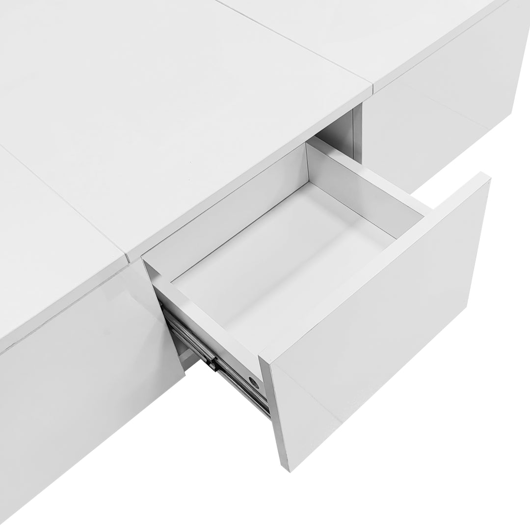White high gloss coffee table with storage 100 x 55 x 35 cm WAXCELL UK