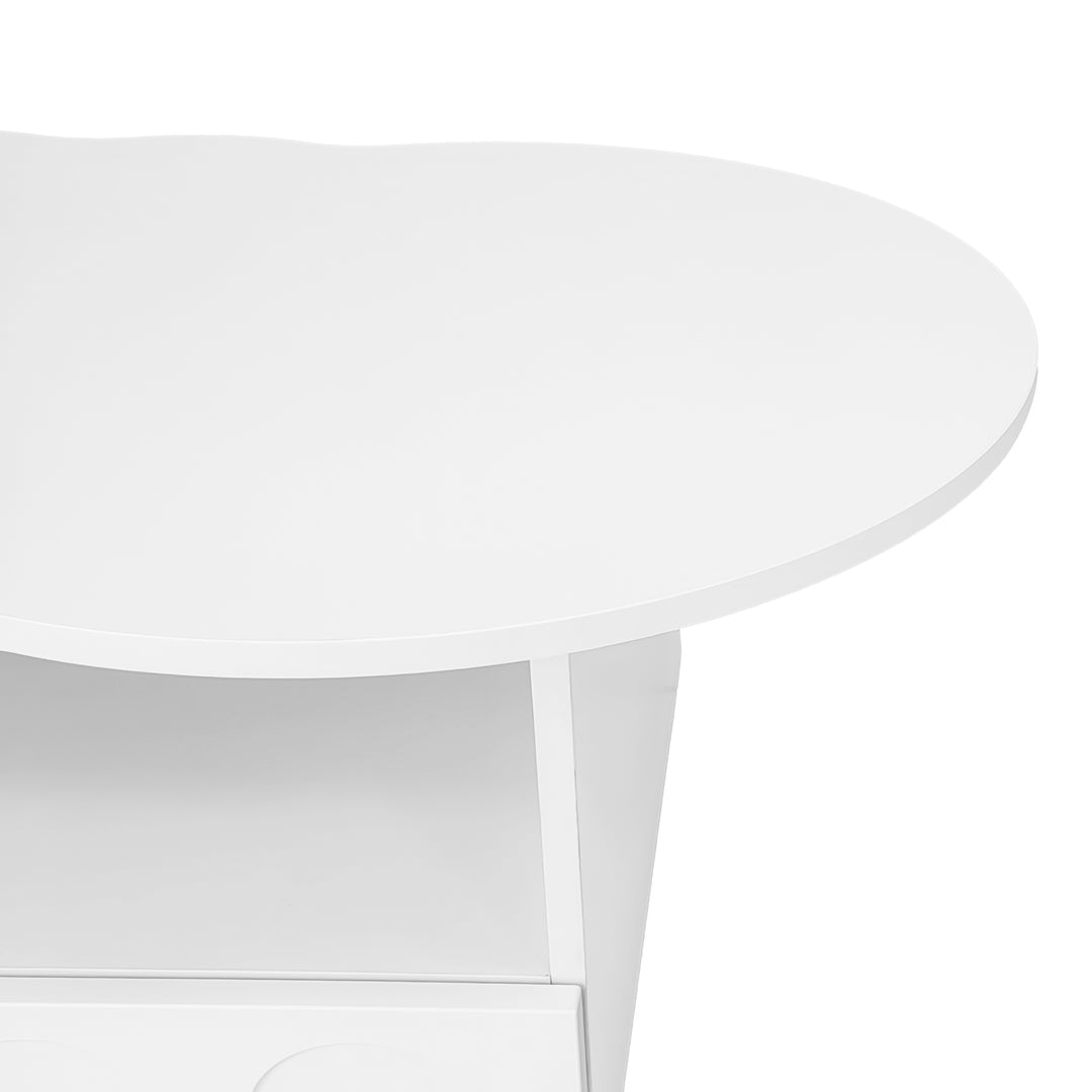 Modern oval white coffee table with push-to-open drawer CLOUDCREST