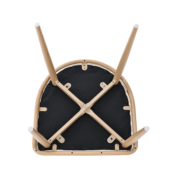 Set of 4 beige faux leather dining chairs and backrest in rattan PLAGE