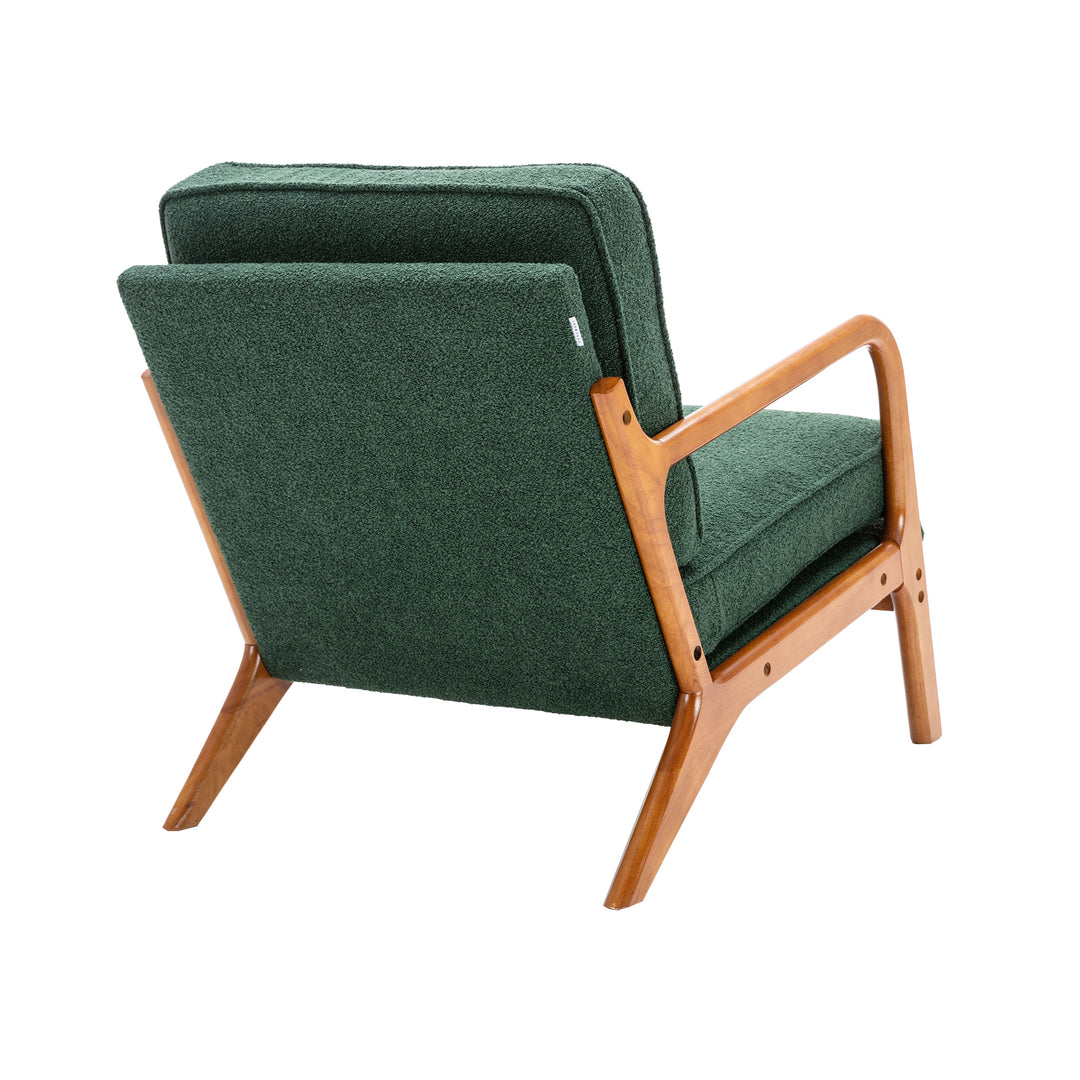 Vintage accent armchair with solid wood frame fabric green STRAQNILS GREEN UK