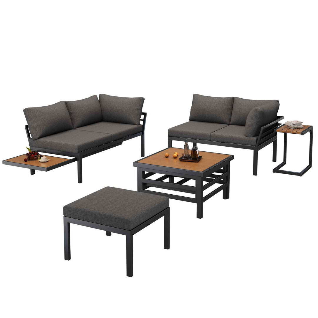 Outdoor patio furniture set, 2 double sofas, ottoman, lift-top coffee table FLAREQUASARX