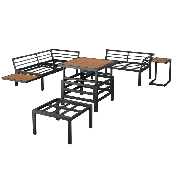 Outdoor patio furniture set, 2 double sofas, ottoman, lift-top coffee table FLAREQUASARX