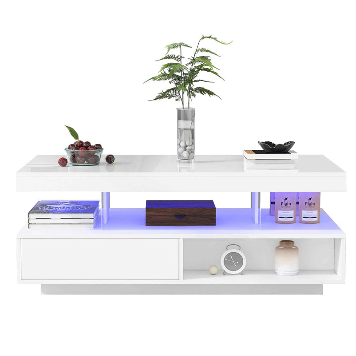 LED coffee table with 2 drawers GUTI UK