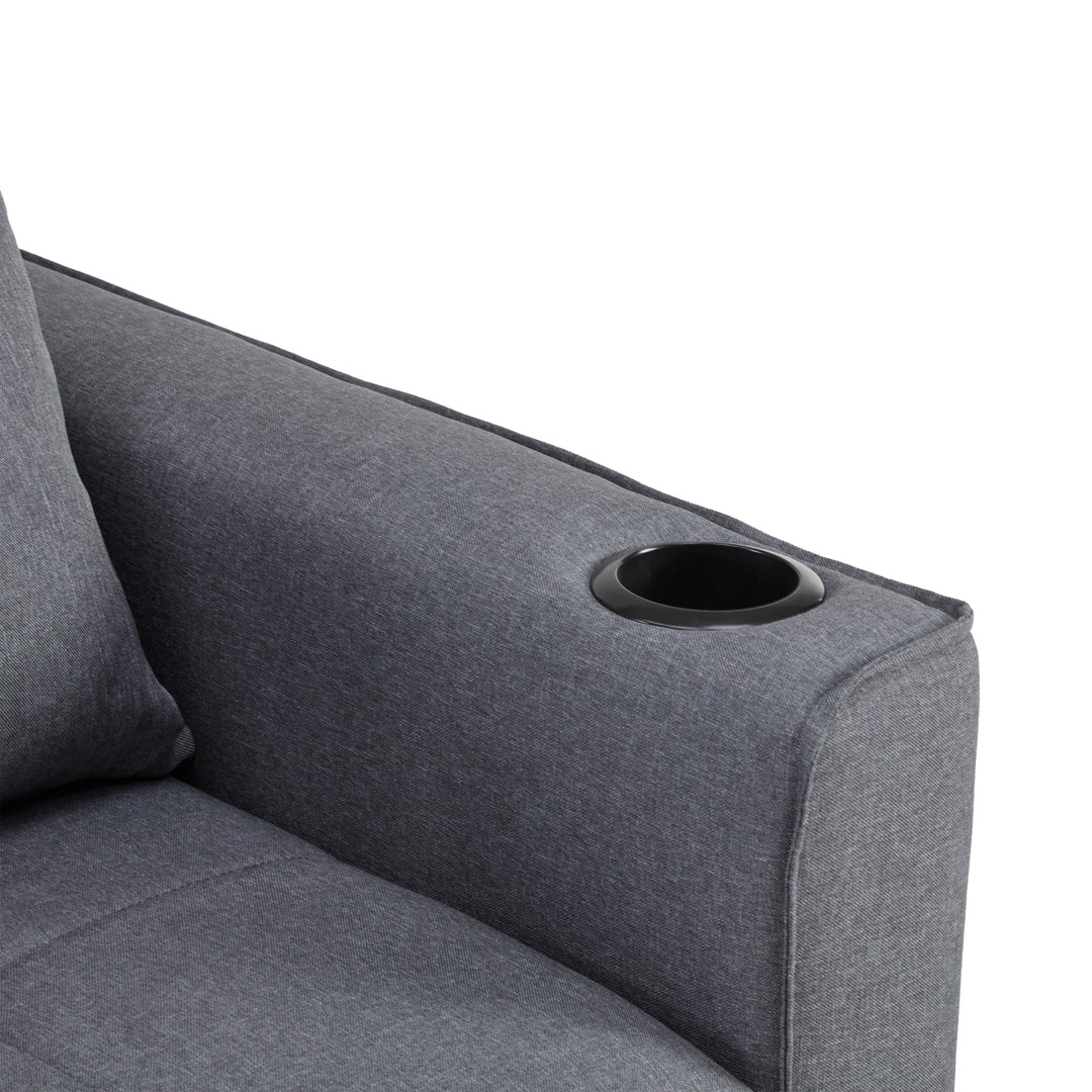 Gray fabric convertible 2-seater sofa bed pull-out design, adjustable backrest, and storage FROSTSTONE