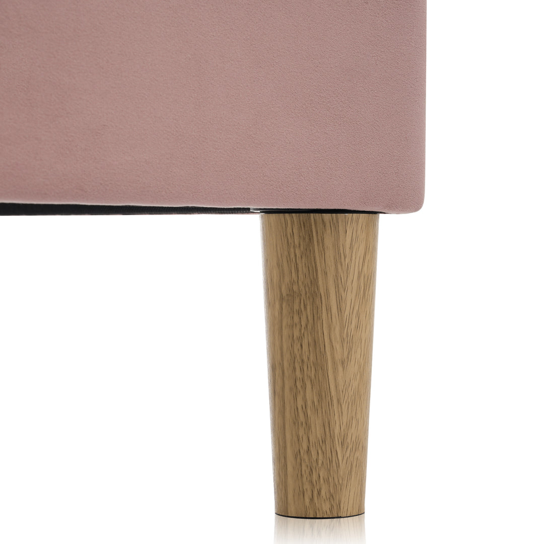 Pink velvet upholstered divan bed frame with LED, headboard height adjustable INDROX PINK UK