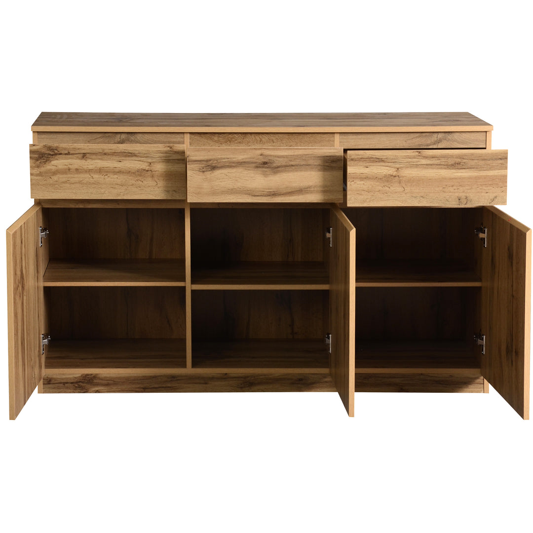 Oak Sideboard with 3 Drawers & 3 Doors 135cm WOODTRUNK