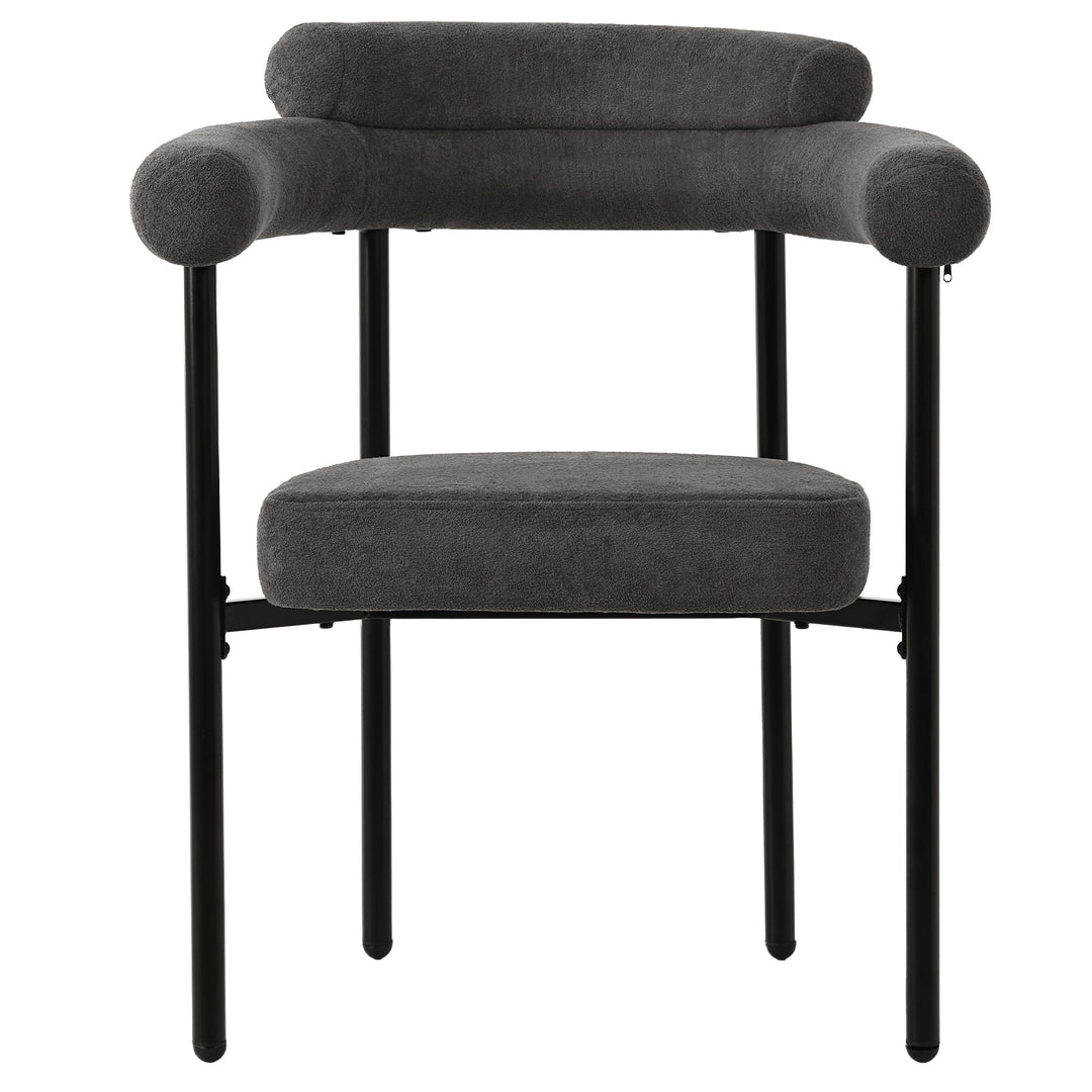 Set of 2 modern gray fabric armchairs black metal frame CLOUDGLADE