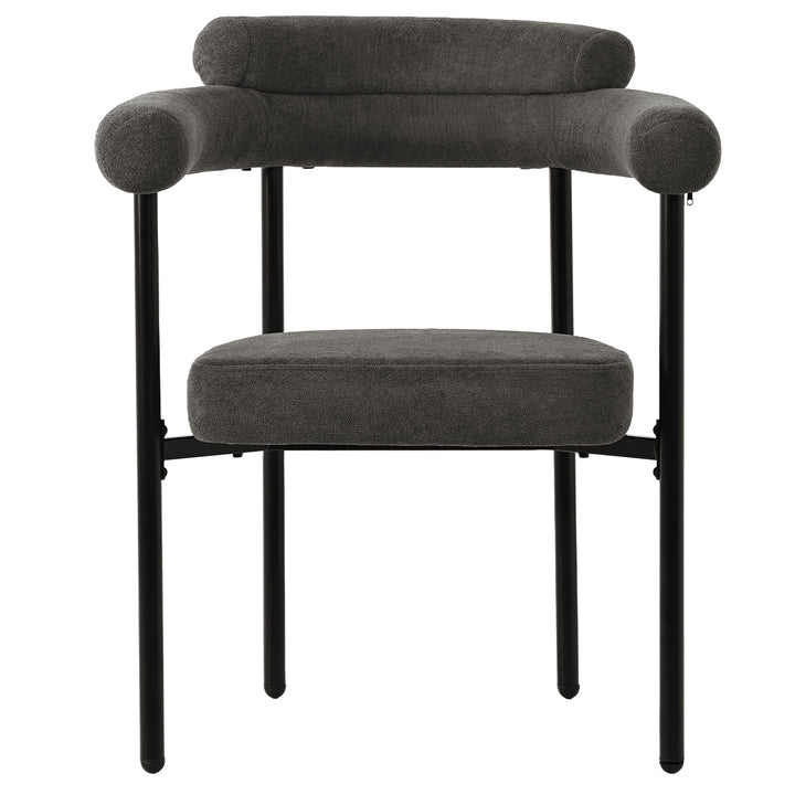 Set of 2 modern gray fabric armchairs black metal frame CLOUDGLADE