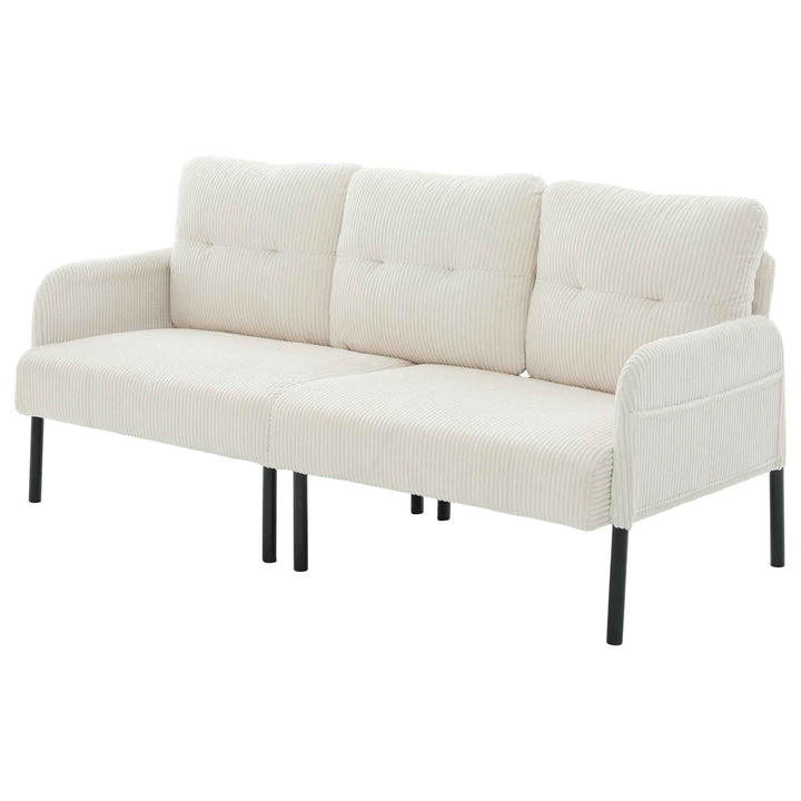 00+Oversized Loveseat Sofa, Corduroy Upholstered Double-Seater, Beige for Living Room NOVAON