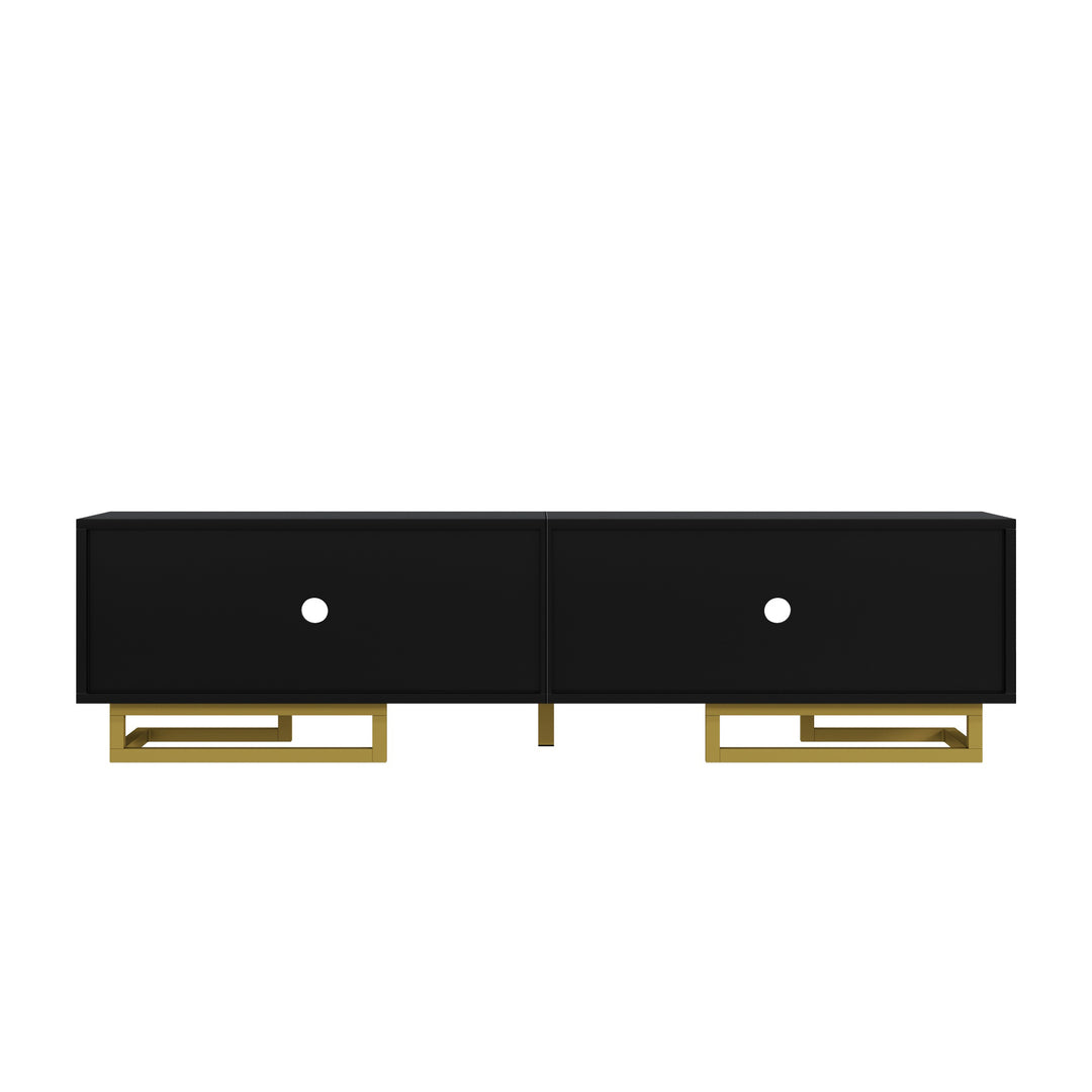 Modern TV stand with textured doors and golden accents SINGULARITYHUB